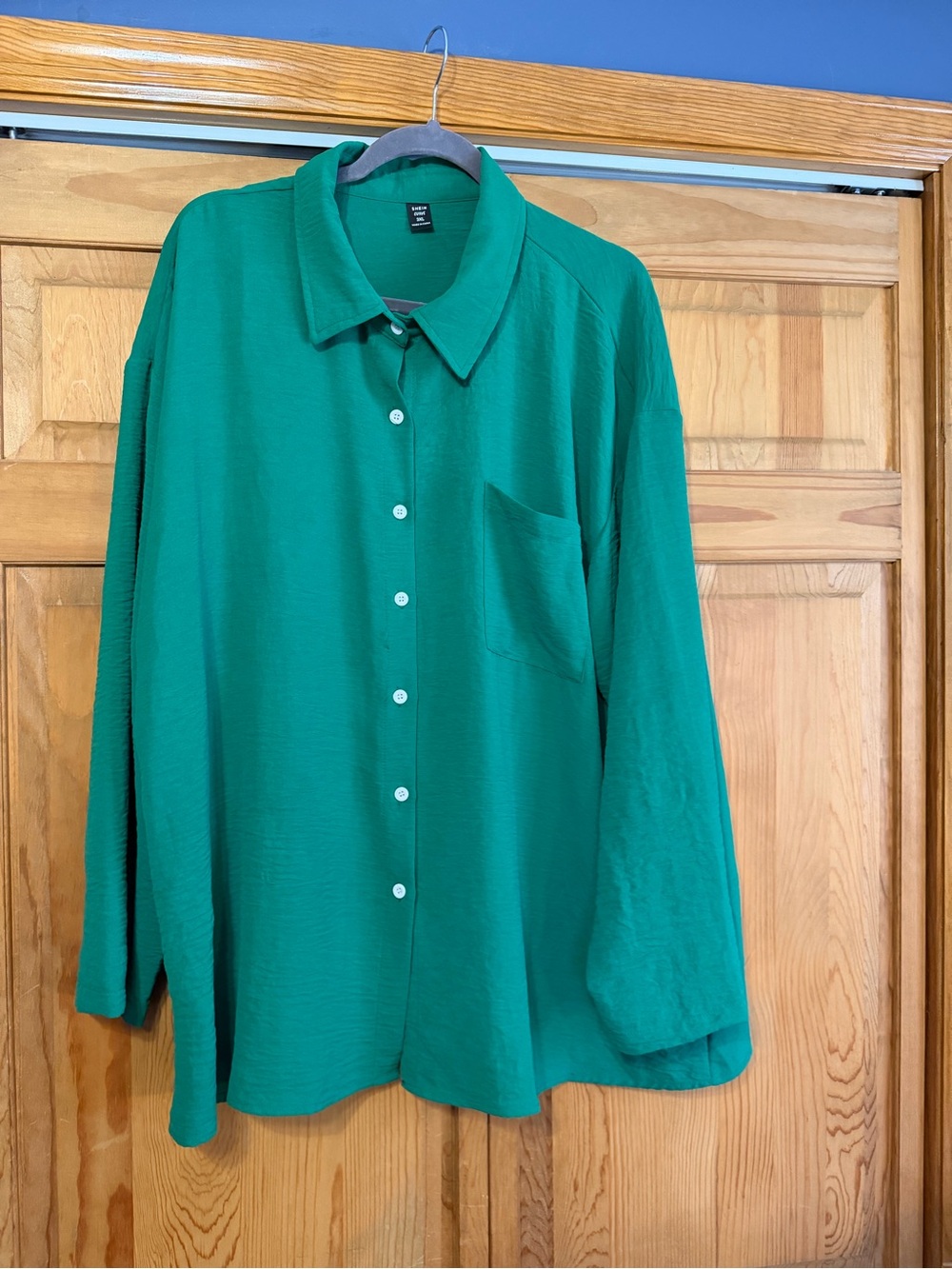 SHEIN Emerald Green Relaxed Button-Down Shirt